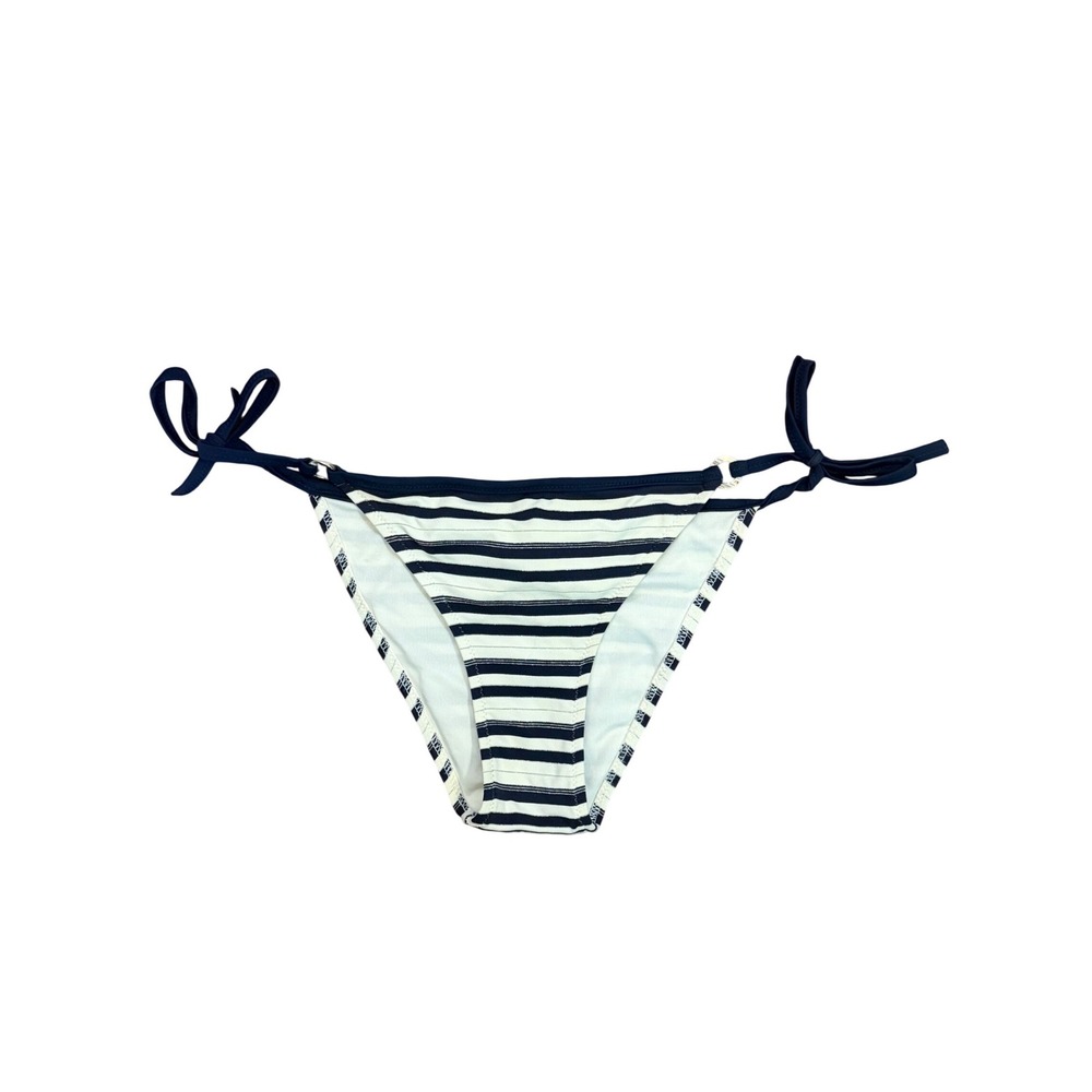 Calzedonia Cobey Navy Blue White Striped Side Tie Bikini Bottom Womens Small S